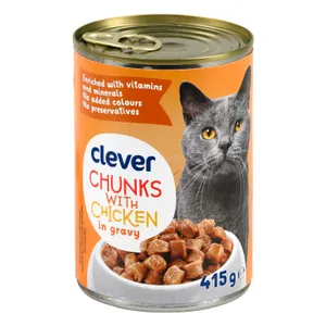 Vištienos gabaliukai padaže katėms CLEVER, 415 g