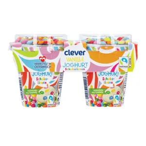 Jogurtas CLEVER vanilės skonio su šokoladiniais saldainiukais, 270 g