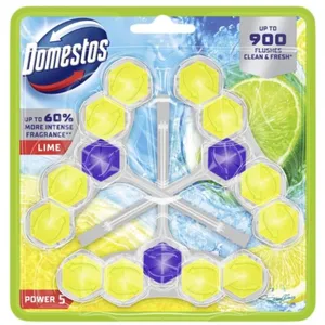 WC valiklis-gaiviklis DOMESTOS POWER 5 LIME, 3X50G