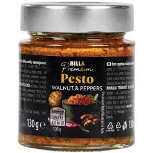 Pesto padažas su graikiniais riešutais ir paprikomis BILLA PREMIUM, 130 g