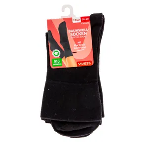VIVESS medvilninės moteriškos kojinės/juodos 39-42 dydis, 2 poros