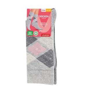 VIVESS moteriškos dryžuotos kojinės/pilkos 35-38 dydis, 2 poros