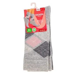 VIVESS moteriškos dryžuotos kojinės/pilkos 39-42 dydis, 2 poros