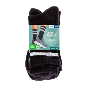 VIVESS sportinės kojinės, juodos, dydis 39-42, 5 poros