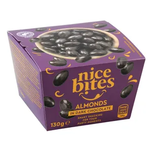 NICE BITES migdolų rieštutai juodajame šokolade, 130 g