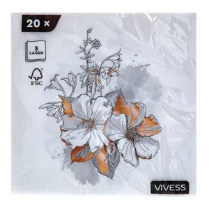 VIVESS servetėlės su gėlėmis/38 cm