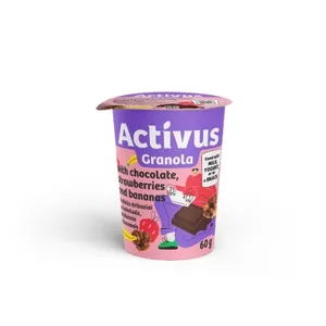 Granola su šokoladu, braškėmis ir bananais ACTIVUS, 60 g