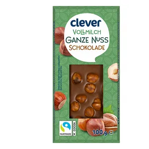 Pieninis šokoladas su riešutais CLEVER, 100 g