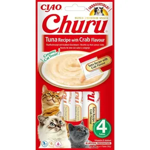 Skanėstai katėms su tunu ir krabais CHURU, 56 g