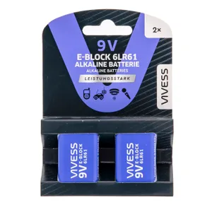 Elementai VIVESS 9V 6LR61, 9V, 2 vnt