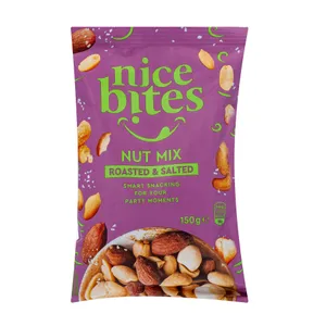 Skrudintų ir sūdytų žemės riešutų ir kitų riešutų mišinys NICE BITES, 150 g