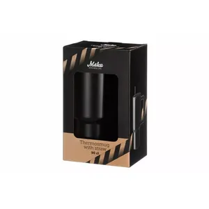 Termo puodelis su šiaudeliu MAKU DEAL 900 ml, juodas