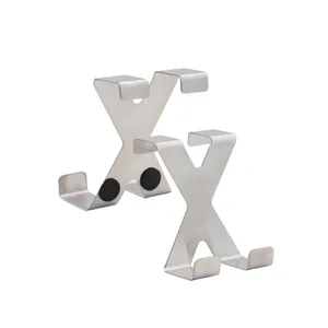 Dvigubi durų kabliukai 6,5x5 cm iš nerūdijančio plieno, 3 vnt