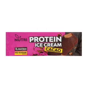 NUTRI PROTEIN kakaviniai valgomieji ledai su becukriu glaistu ant pagaliuko (su saldikliais), 67g