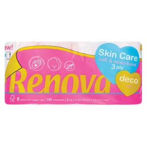 Tualetinis popierius Renova Skin Care Deco 3 sl. 8 vnt. 150 lap.