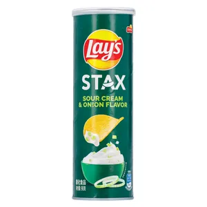 Grietinės ir svogūnų skonio traškučiai LAY‘S STAX, 90 g.