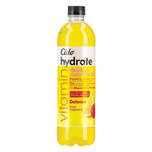 Negazuotas yuzu vaisių ir aviečių skonio gaivusis gėrimas CIDO HYDRATE+ DEFENSE, 600 ml