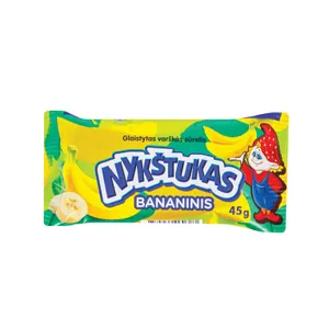 Glaistytas varškės sūrelis bananinis 'NYKŠTUKAS' 24,3% r.45g