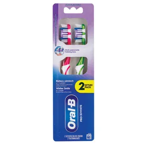 Dantų šepetėlis ORAL-B Pro-3DWhite, Whitening Clean, Medium, balti šereliai, 2 vnt.