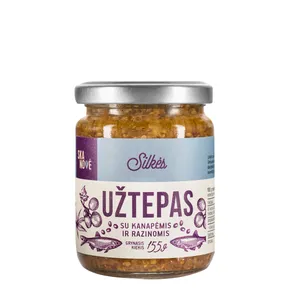 Silkės užtepėlė su kanapėmis ir razinomis SKANOVĖ 155 g