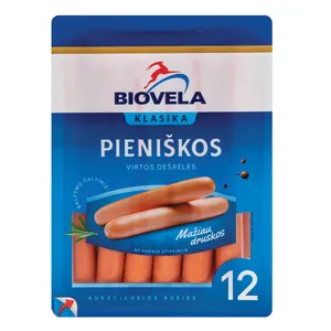 Virtos pieniškos Biovelos dešrelės 520g Aukščiausia rūšis 
