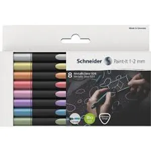 Žymeklių rinkinys SCHNEIDER  020 1-2MM/METALO ASORTI 8 SPALVOS