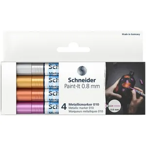 Žymeklių rinkinys SCHNEIDER 010 0,8MM/METALO ASORTI 4 SPALVOS