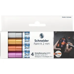 Žymeklių rinkinys SCHNEIDER 011 2MM, METALO ASORTI, 4 SPALVOS
