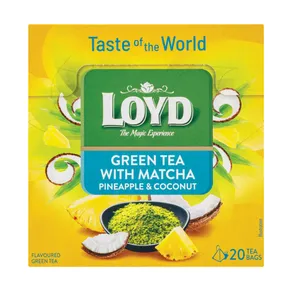 Žalioji arbata LOYD Green Matcha, Ananasas ir kokosas 20 x 1,5g 