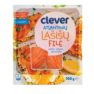 Šaltai rūkyta, pjaustyta lašišos filė CLEVER, 100 g