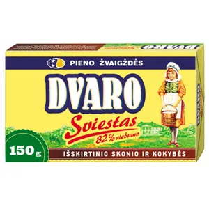 Sald. grietinėlės DVARO sviestas, 82%, 150 g