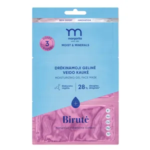 MARGARITA MOIST & MINERALS gelinė drėkinamoji veido kaukė su mineraliniu vandeniu „Birutė“ 3x7 g