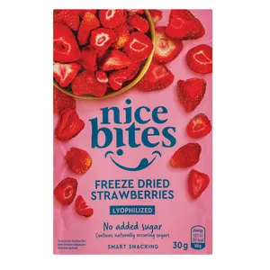 Liofilizuotos braškės NICE BITES, 30 g
