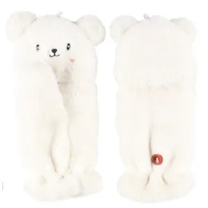 Bepirštės pirštinės ACCES Fake Fur Teddy, baltos