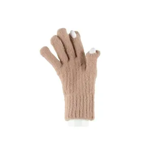 Megztos moteriškos pirštinės ACCES, rudos spalvos