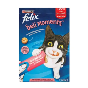 Ėdalo papildas suaugusioms katėms su lašišomis FELIX Deli Moments, 4x10 g
