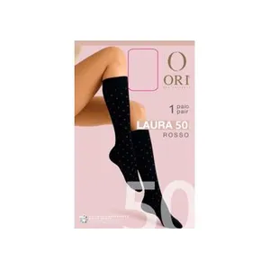 Puskojinės ORI LAURA 50 DEN, NERO, RED  SPOTS, ONE SIZE