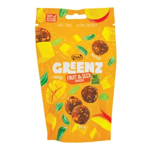 Vaisių ir sėklų užkandžiai su mangais „Greenz mango“, 80 g