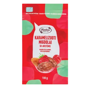 Karamelizuoti migdolai su avietėmis, 100 g
