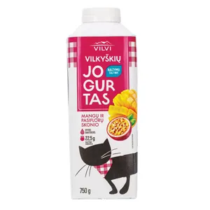 Geriamasis VILVI Vilkyškių jogurtas mangų ir pasiflorų skonio, 2 % rieb, 750 g