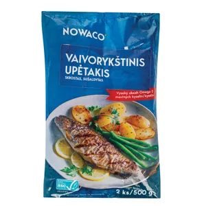 Vaivorykštinis upėtakis, skrostas, su galva, NOWACO, 500 g, šaldytas