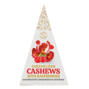 Karamelizuoti anakardžiai su avietėmis 120 g     