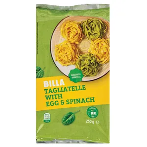 Makaronais su kiaušiniais ir špinatais BILLA TAGLIATELLE, 250 g