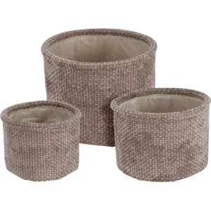 Apvalių krepšelių rinkinys, rudos spalvos, 3 vnt