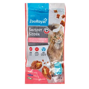 Traškūs skanėstai katėms su lašiša, upėtakiu ir midijomis ZOOROYAL, 70 g