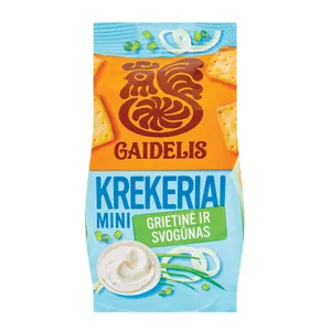 Mini krekeriai GAIDELIS, grietinės ir svogūnų skonio, 72 g