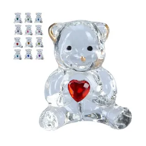 Dekoracija stiklinis meškiukas su širdele,  40 X 25 X 44 mm