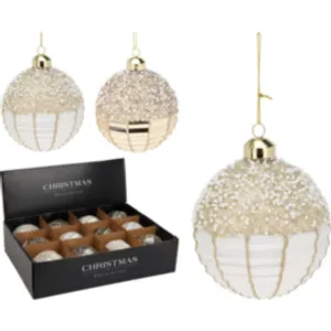 Eglutės žaisliukas burbulas su blizgučiais 8 X 8 X 8 cm