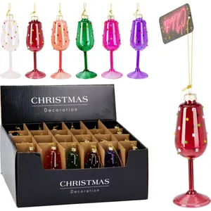 Kalėdinė pakabinama dekoracija šampano taurė, 11 cm