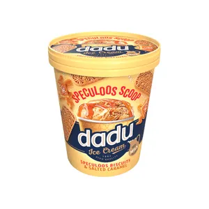 DADU vaniliniai ledai su sūrios karamelės įdaru ir speculoos sausainiais